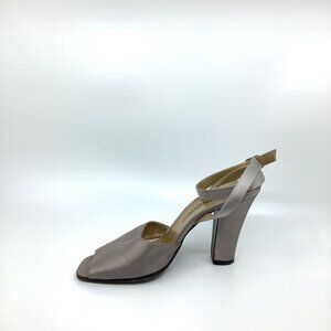 YVES SAINT LAURENT 90s Champagne Satin Strappy Heel